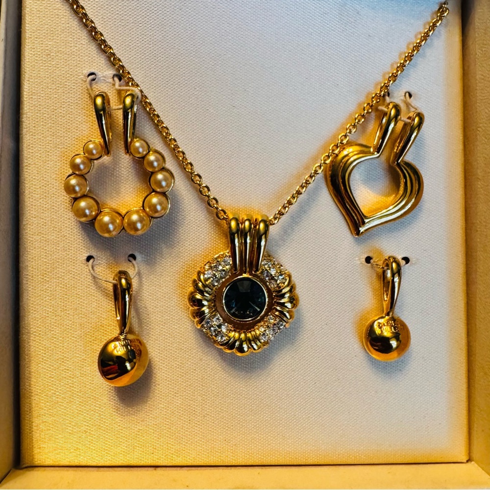 Vintage Nolan Miller Glamour Collection Necklace‎ 6 Pieces Pendant Set Gold Tone